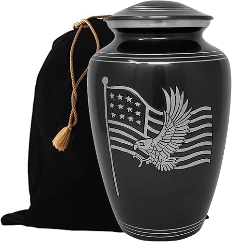Urna de cremación American Honor and Glory, urna de metal hecha a mano para cenizas humanas, urna de cremación para adultos con bolsa de terciopelo disponible en Yaxa Colombia
