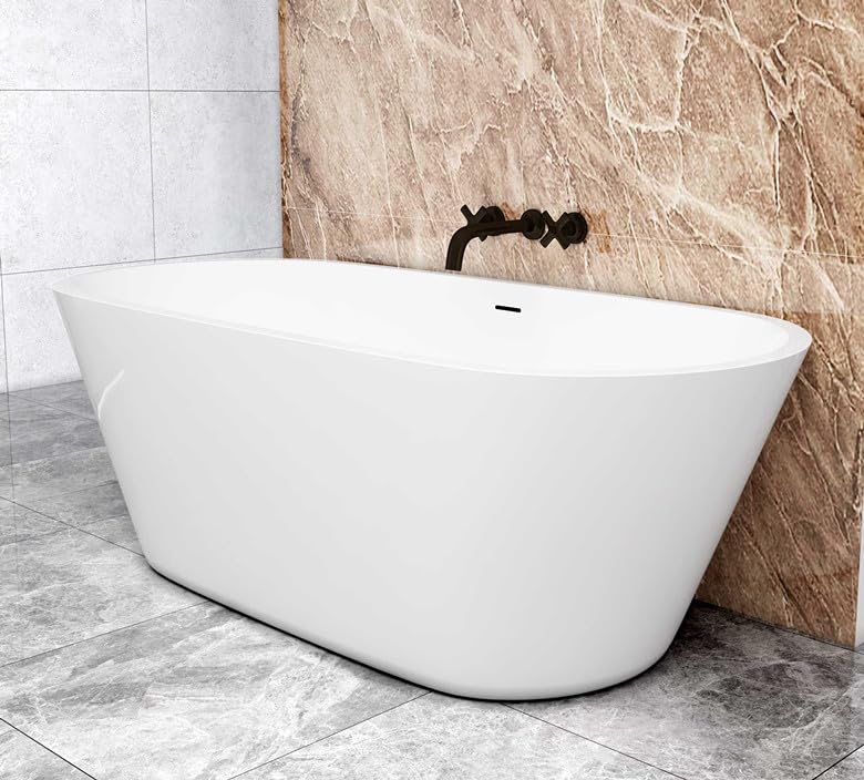 Aica Sanitär Badewanne Freistehende Badewanne mit Siphon Acryl Set Acrylbadewanne Acrylwanne Luxusbadewanne,170x80x58cm für Badezimmer