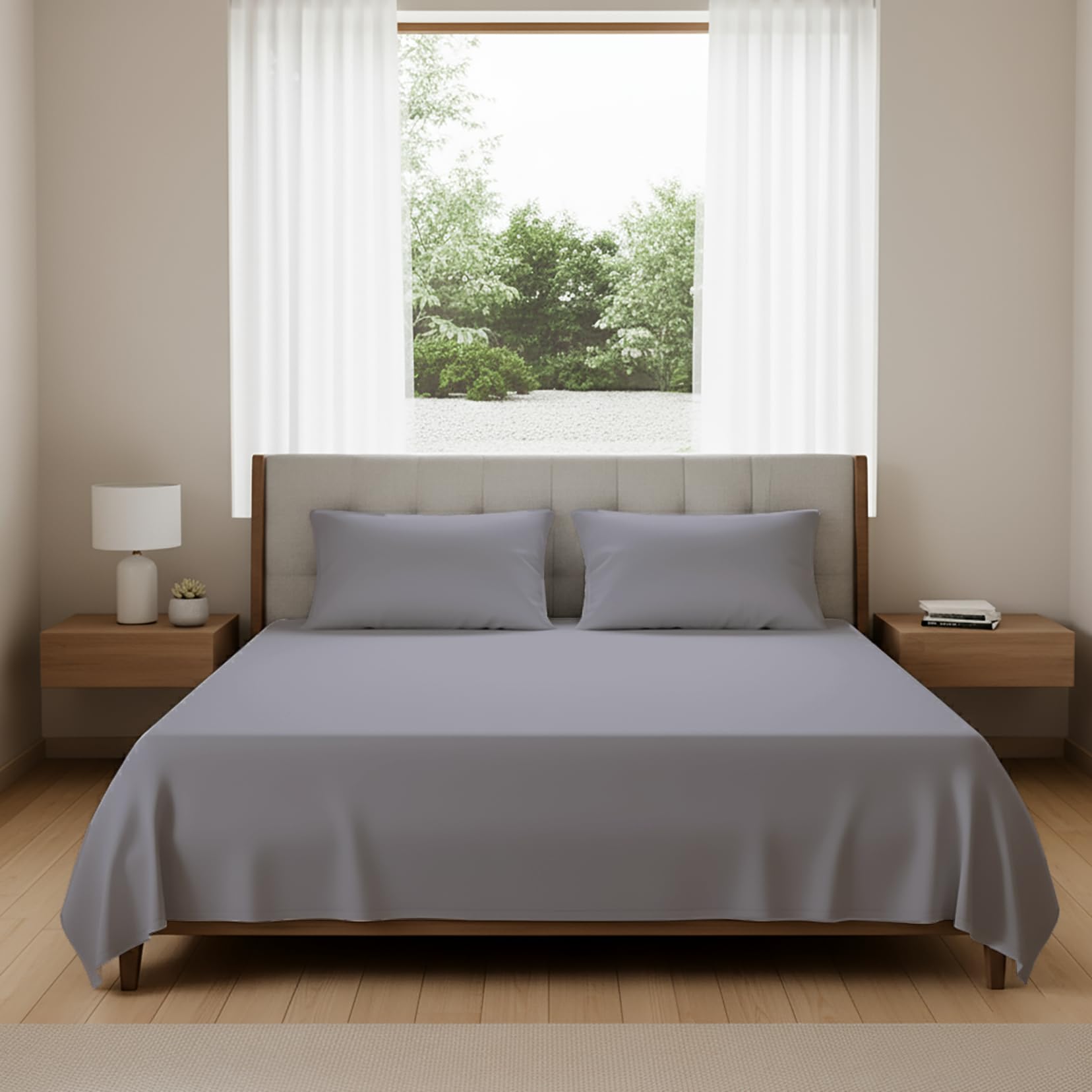 King Size Flat Sheet 100% Egyptian Cotton, Luxury 400 TC, Hotel Quality Finish, Ultra-Soft & Long-Lasting, King Bedding, 250 x 270 cm
