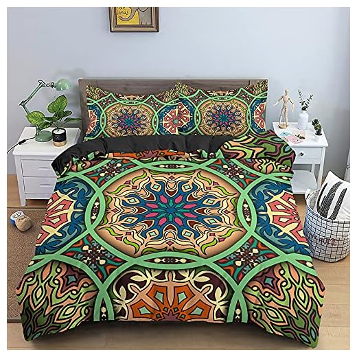 Mandala Vintage Påslakan 220X260 Mjukt Microfiber Shabby Chic Boho -Täcke Sängkläder Sängar Single Double Queen Full Size Grön Täcke För Barn Vuxna,Super King(260*220)
