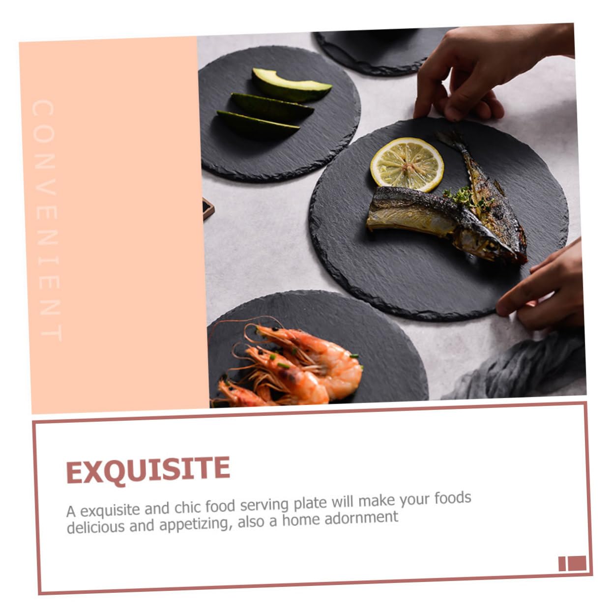 TOYANDONA Schieferplatte Servierplatte für Steak Pasta Pizza Salat Brot Obst Sushi Rustikal-elegant und Praktisch für Feiern Feste und Alltägliche Gerichte