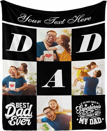 Miniatura 7 de Manta personalizada para papá y papá en el Día del Padre con manta personalizada como regalo I Love You Dad, manta personalizada con foto, 40 x 50