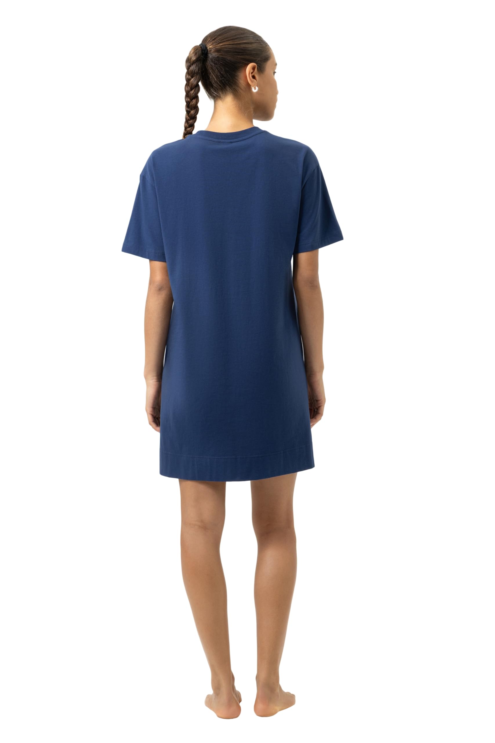 Mey Damen Nachthemd Kurzarm: Gerader Schnitt, Unifarbenes Sleepshirt, Rosa Smiley-Print, Kurzarm, Überschnittene Schulter, Serie Solid Love