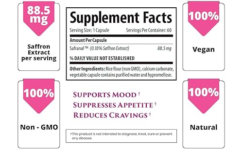 1 Body Saffron Extract 8825 – Antioxidant & Mood Support Supplement – 88.5 Mg Of Pure Safranal Per Vegetarian Capsule #TOP1