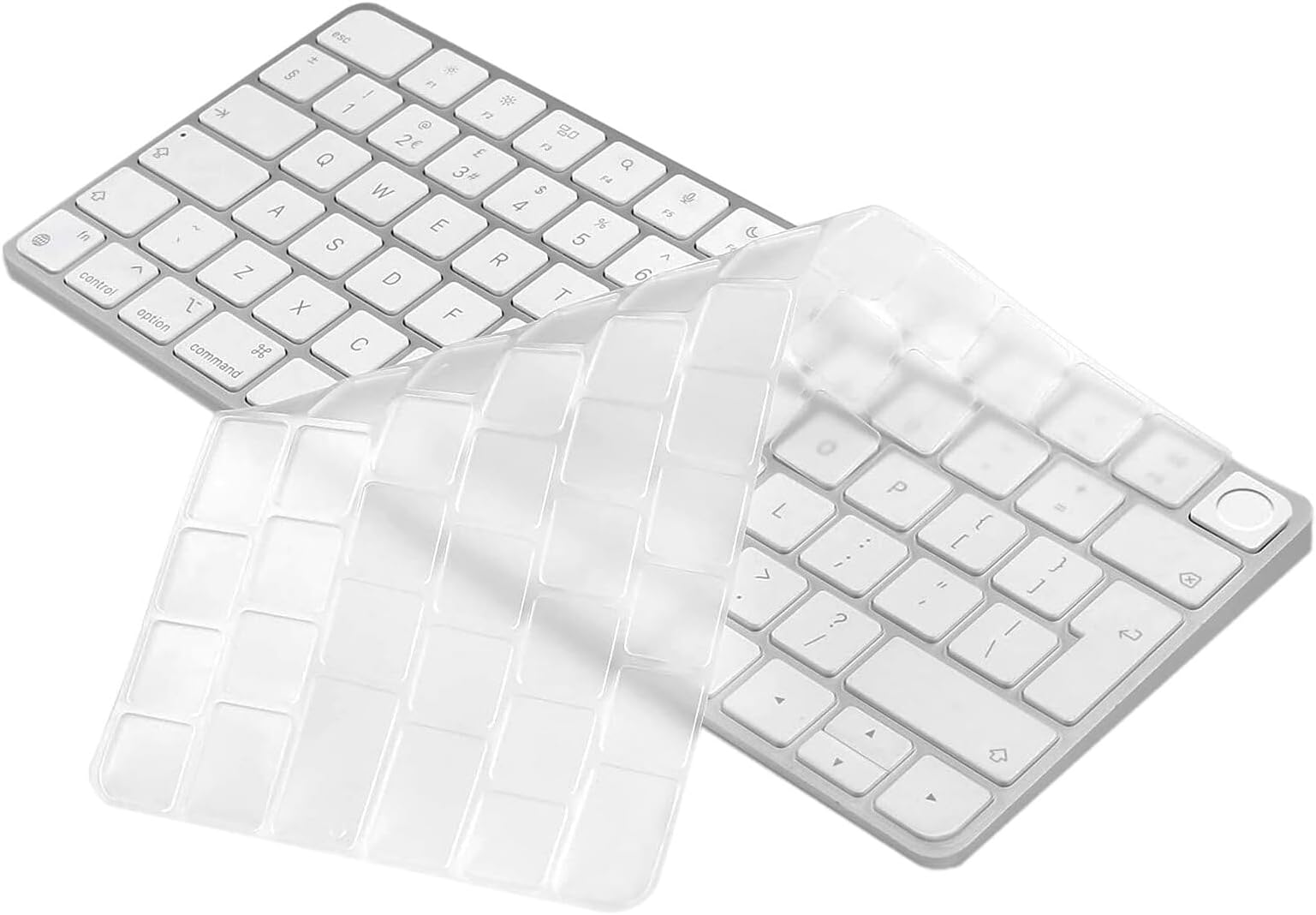 Keyboard Cover Skin for 2024-2021 iMac Magic Keyboard (M3 M1) Chip with Touch ID Lock Key A2449 A2450 A3203 UK Layout TPU Protector Accessories