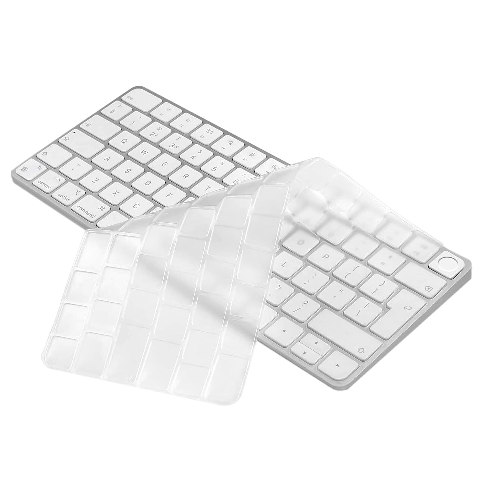 Keyboard Cover Skin for 2024-2021 iMac Magic Keyboard (M3 M1) Chip with Touch ID Lock Key A2449 A2450 A3203 UK Layout TPU Protector Accessories