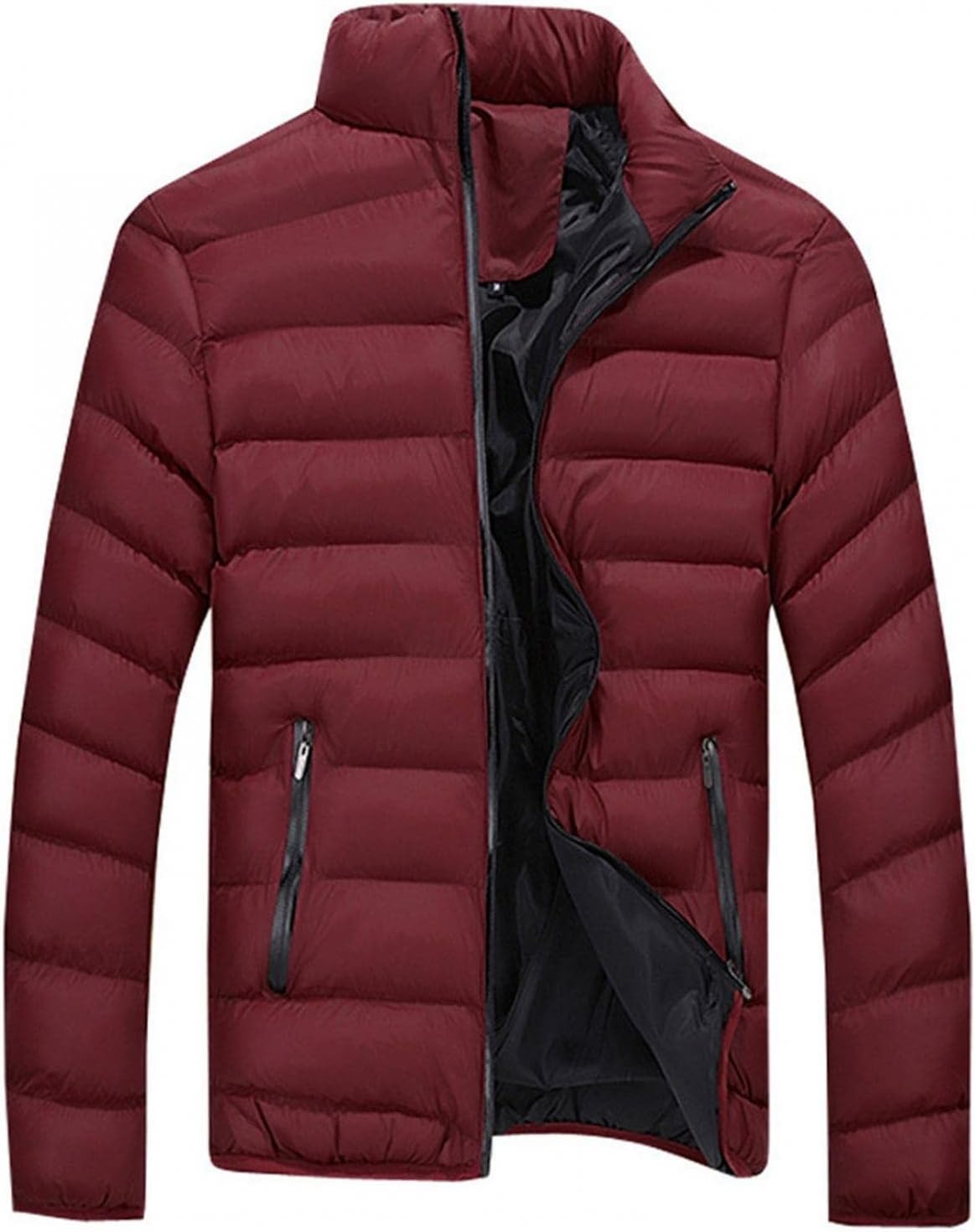Mens Lightweight Puffer Jacket Winter Warm Thicken Parka Bubble Down Jacket Full Zip Waterproof Packable Coats
