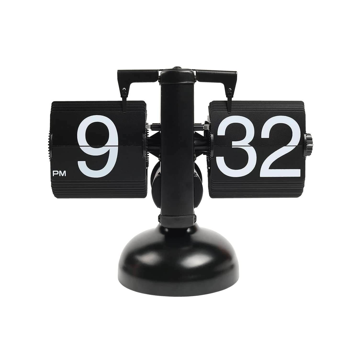 Vintage Mechanical Auto Flip Clock – Premium Metal Desk Clock, Battery Operated Retro Table Clock with Large AM/PM Number Display – Unique Mid Century Modern Industrial Steampunk Decor-image-22