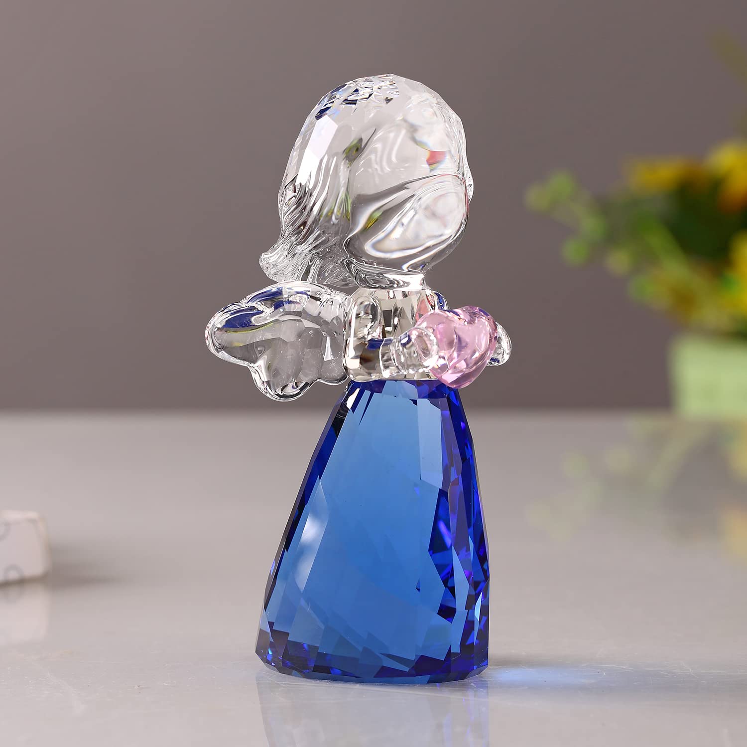 Kristall kleiner Engel Weihnachten Geburtstag Geschenke Cherub Figur Briefbeschwerer Dekor Ornamente Kunst Sammlerstück (blau)