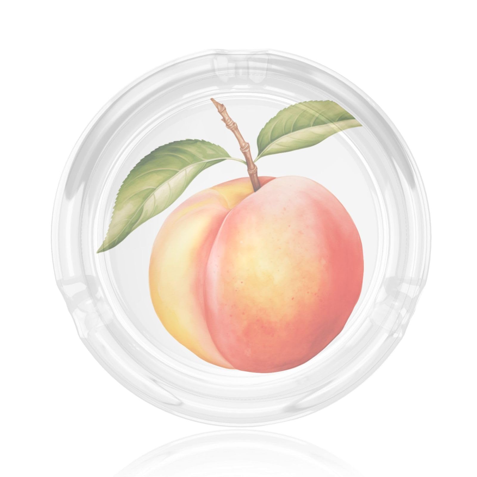 Watercolor Realistic Peach Fruit Glass Ashtray For Cigarettes Ash Trays Case For Home Office Decor