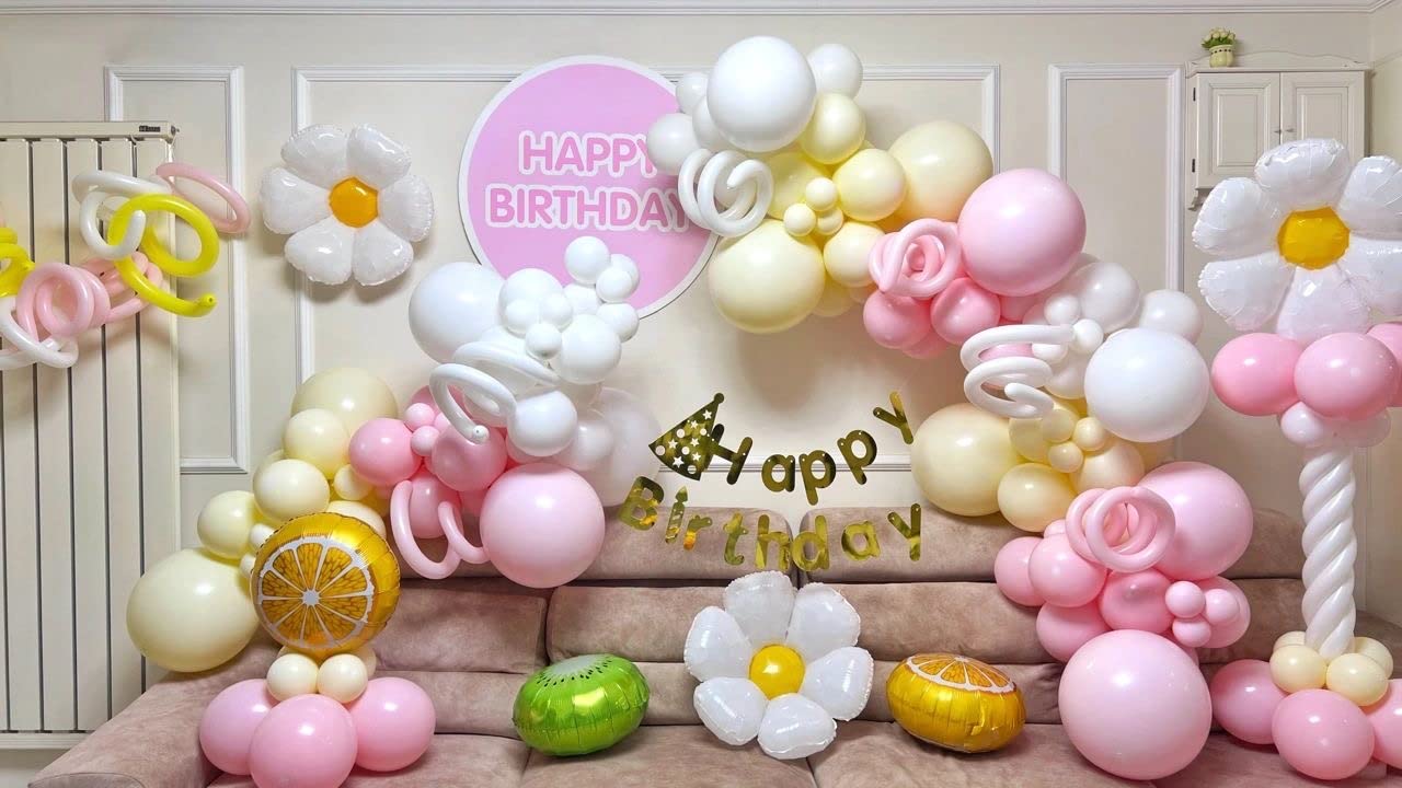 Buy 140 pcs Daisy Balloon Garland, Pastel Pink Balloons, Pastel Yellow