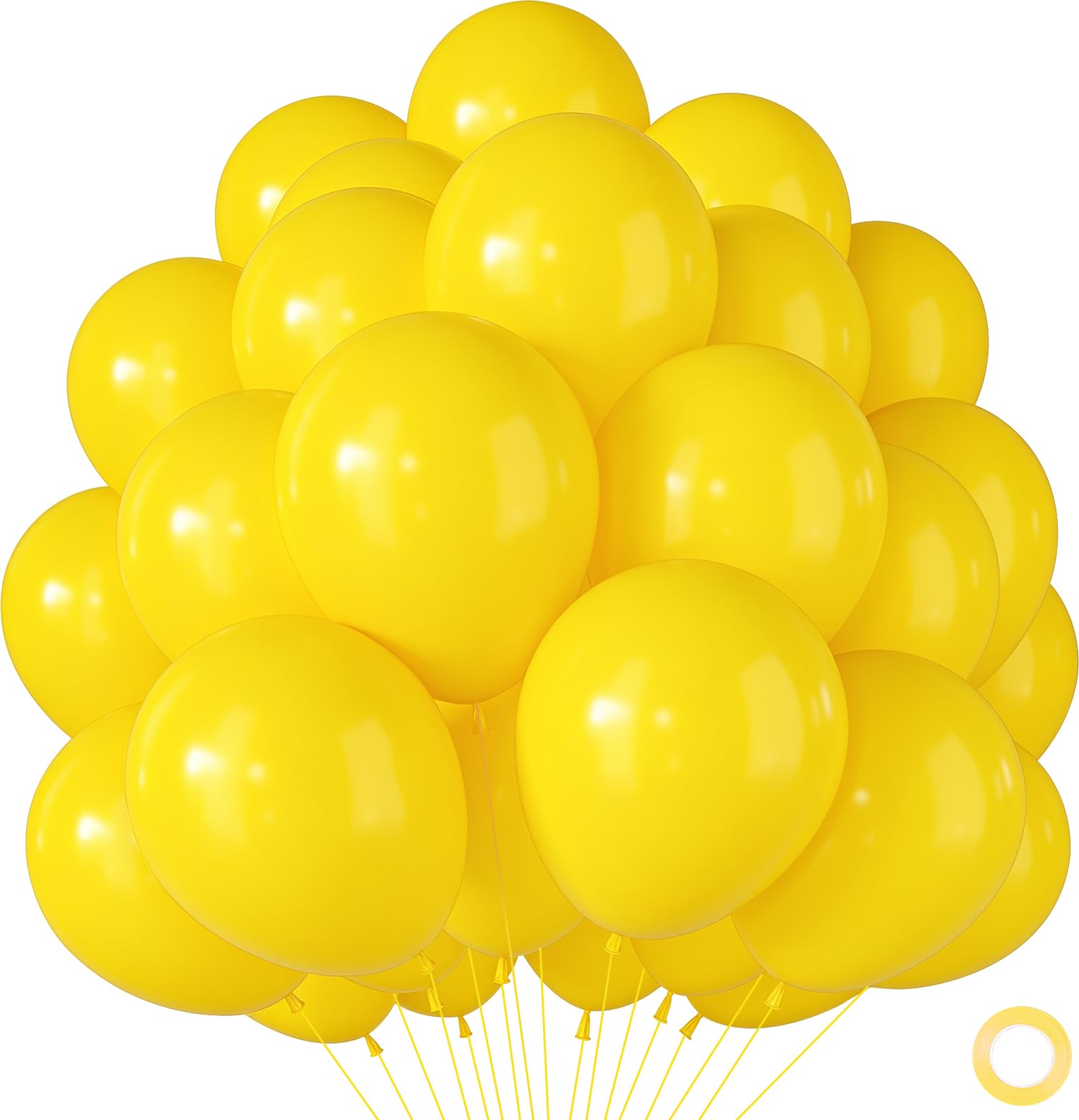 Yellow Balloons 100 Pack, Strong Thicken Matte Yellow Birthday Balloons,Round Latex Helium Ballons For Sunshine Lemon Honeybee Popcorn Theme Kids Birthday,Baby Shower Carnival Party Decorations