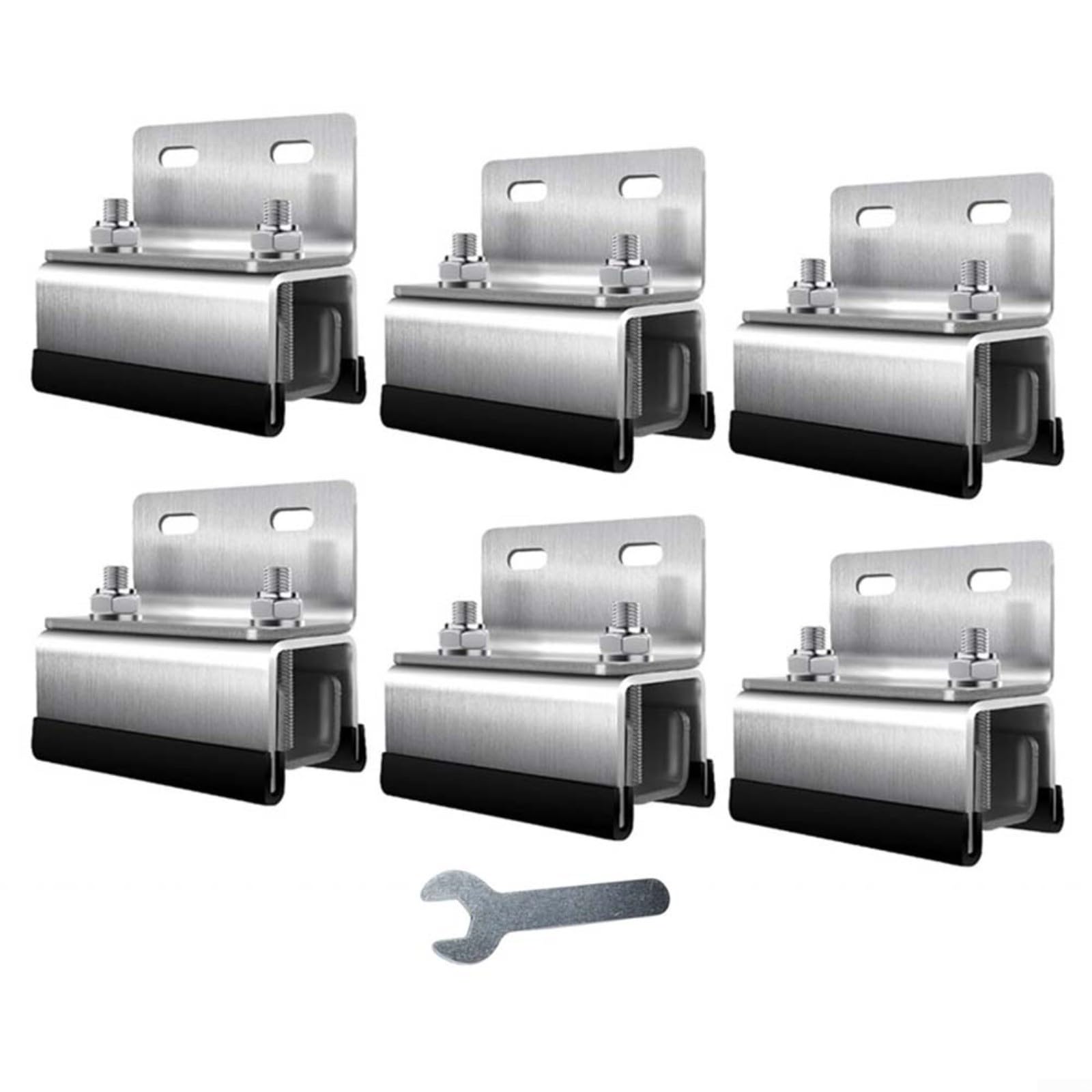 Kit de support en acier inoxydable pour barres de toit de fourgonnette, avec clé d’installation pour Promaster Boxer pour Ducato pour Jumper, panneau solaire de camping-car (6 pièces)