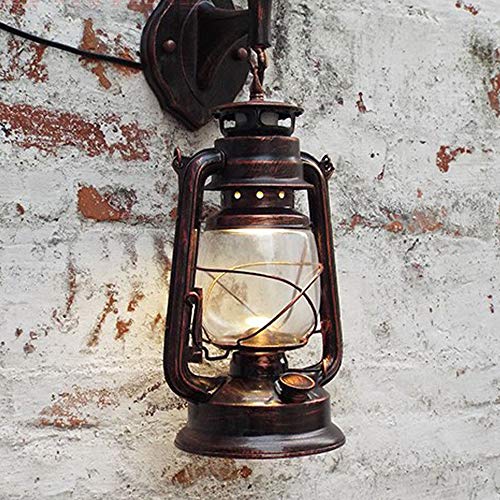 Image of Wall Sconces, Retro Antique Vintage Rustic Lantern Lamp Wall Sconce Light Fixture (Yellow Bronze - 2 Pcs)