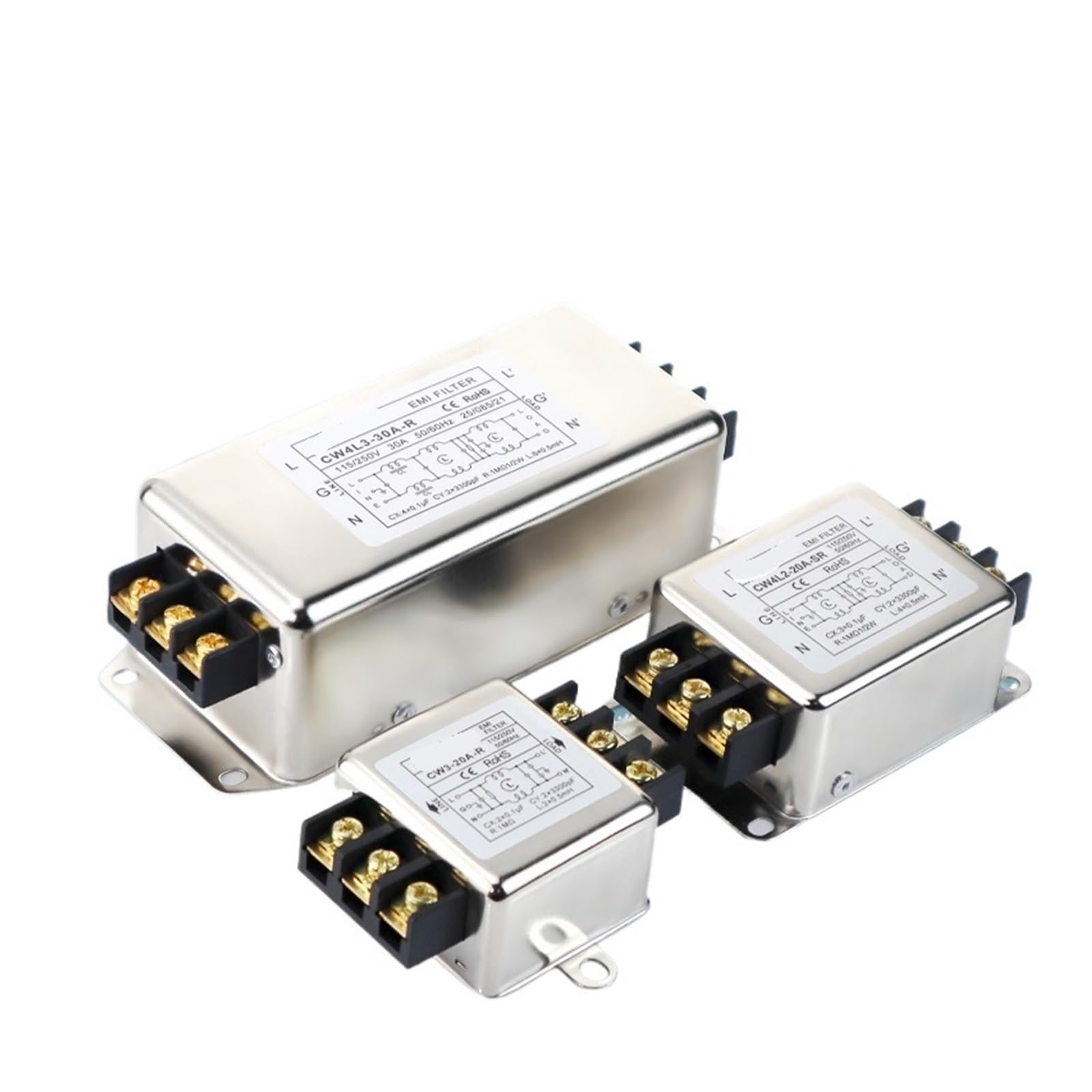 Netzfilter 220V 380V Doppelter dreistufiger Klemmenblock mit Führungsschiene Typ CW3CW4EL2-10A20A-SR CW4N(CW4N -30A -R 3 phase terminal 380VAC)