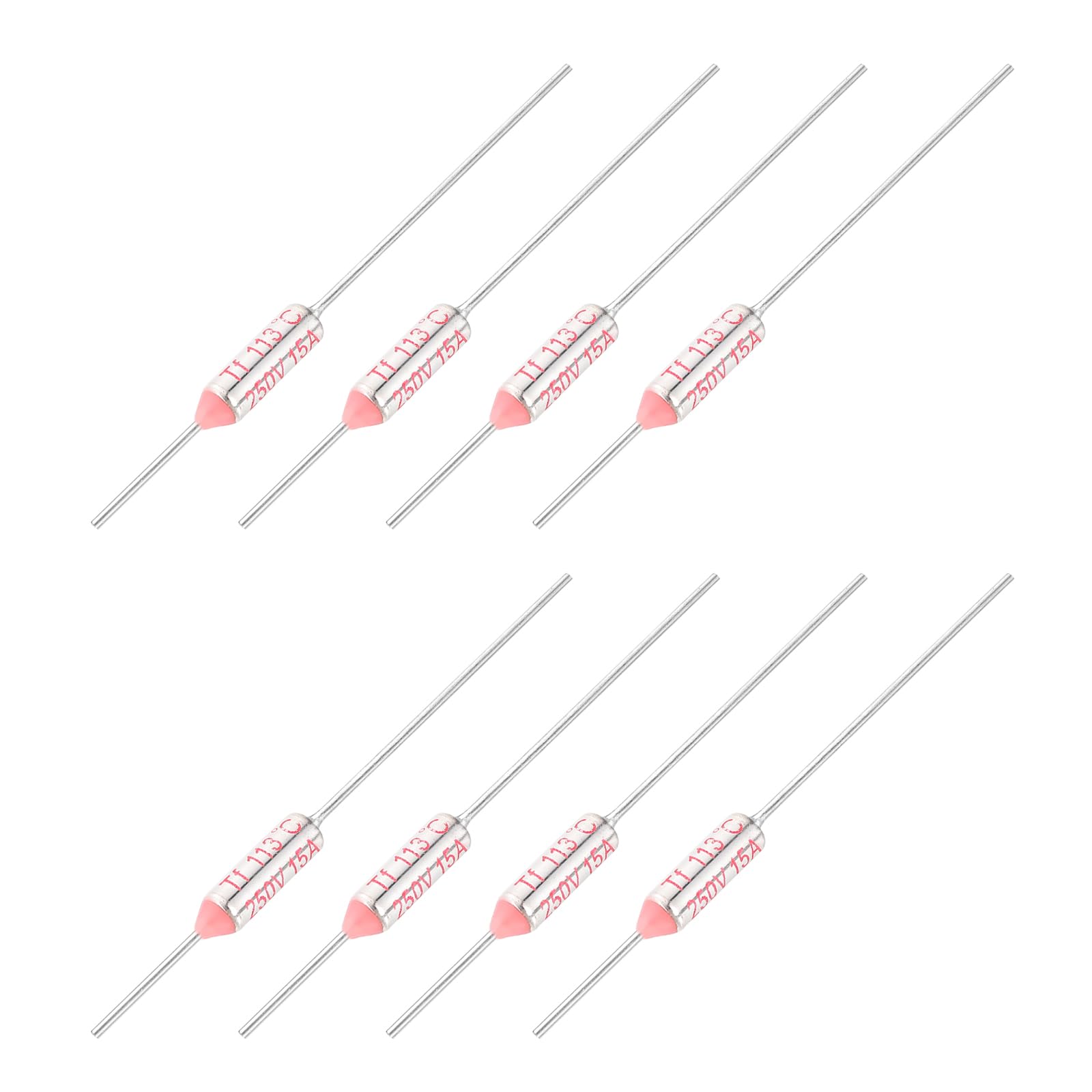 sourcing map 8 Pcs Metal Temperature Thermal Fuse 113°C 235.4°F 15A 250V Cutoff Thermal Fuse with Lead for Motor Transformer Electric Industrial Home Appliance — image 1