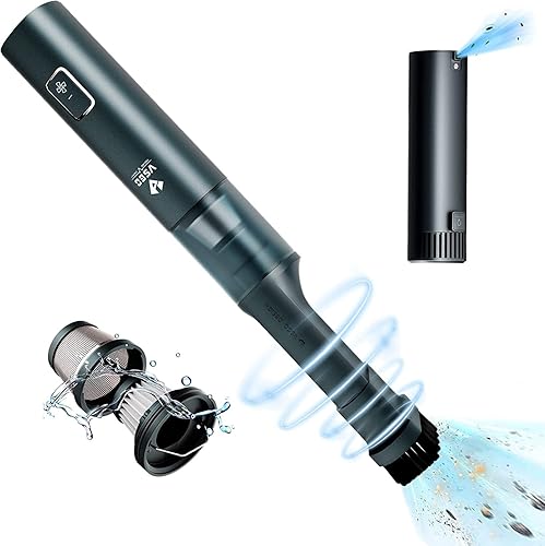 VSGO Aspiradora de mano inalámbrica, plumero de airepolvo de sopladolinterna 4 en 1, 16000 pa de succión grande fácil de limpiar el interior del