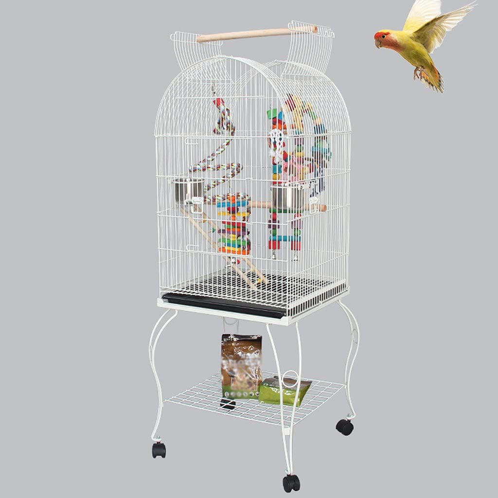 Gabbia Voliera Rack interattivo dell'animale domestico della gabbia per uccelli e gabbia pappagallo mobile con alimentatore adatto per pappagalli canarini, fringuelli, uccelli amore e parrocchetti Bir