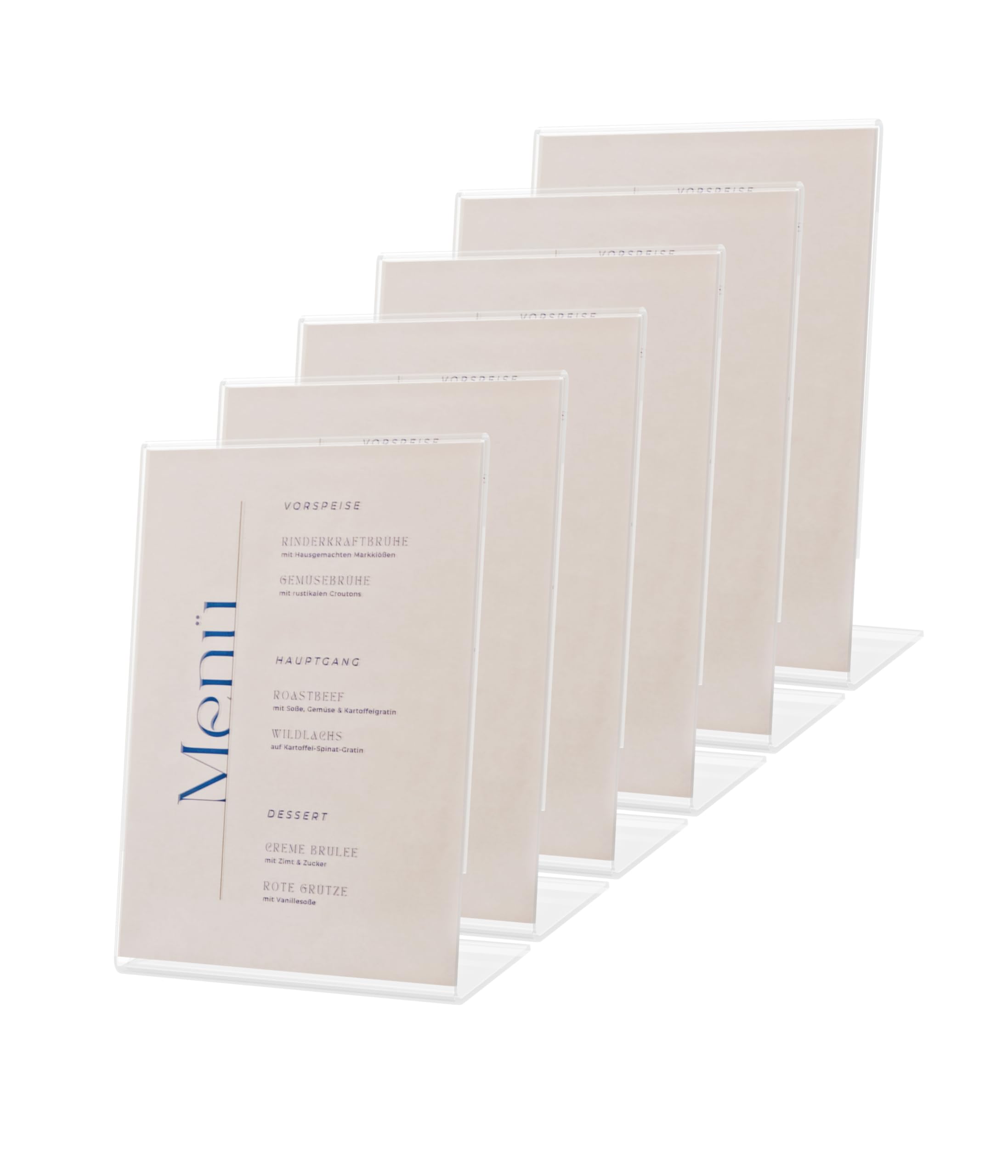 EH Design A3 Acryl Aufsteller 6 Stück – Kristallklarer Tischaufsteller – L-Ständer mit polierten Kanten – Für Gastronomie, Büro, Hochzeit & mehr – Made in DE