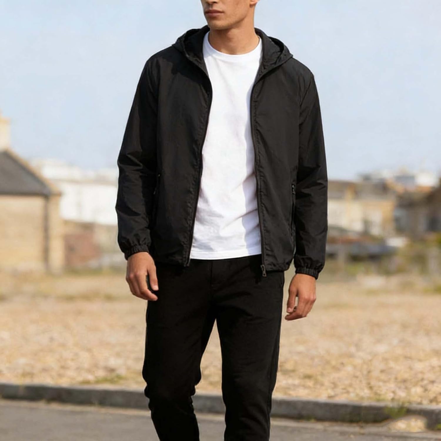 Sun Hoodie Mens Ultralight Long Sleeve Jacket with Zipper Pocket UV Protection Sunshade Hoodies Outdoors Fishing Coat