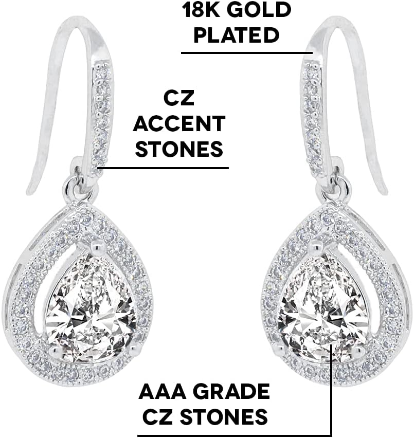 Cate & Chloe 18k White Gold Hoop Earrings with Crystals Value Bundle - 2 Pairs - McKenzie & Isabel