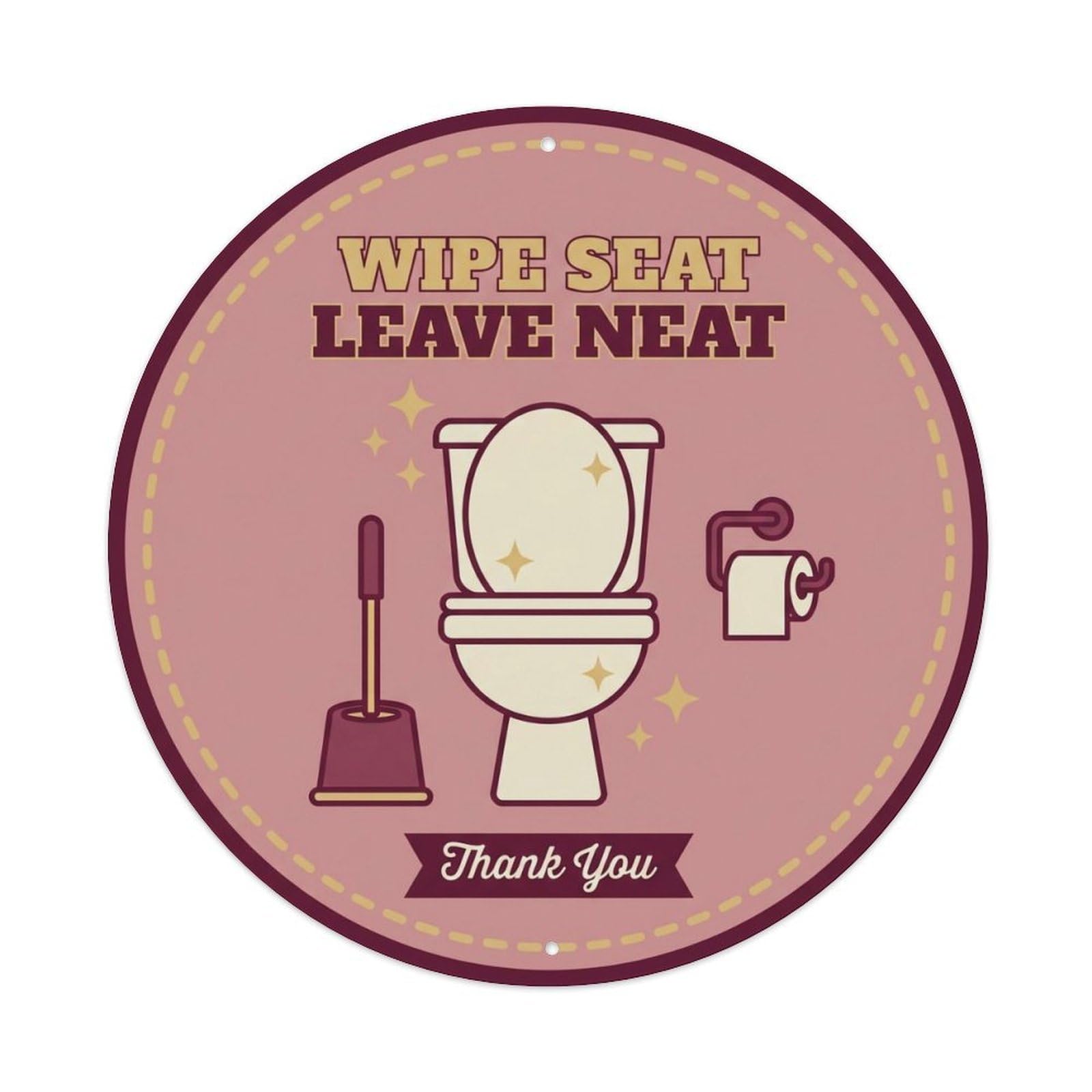 Toilet Clean Bathroom Reminder Wipe Seat Leave Neat Metal Tin Sign