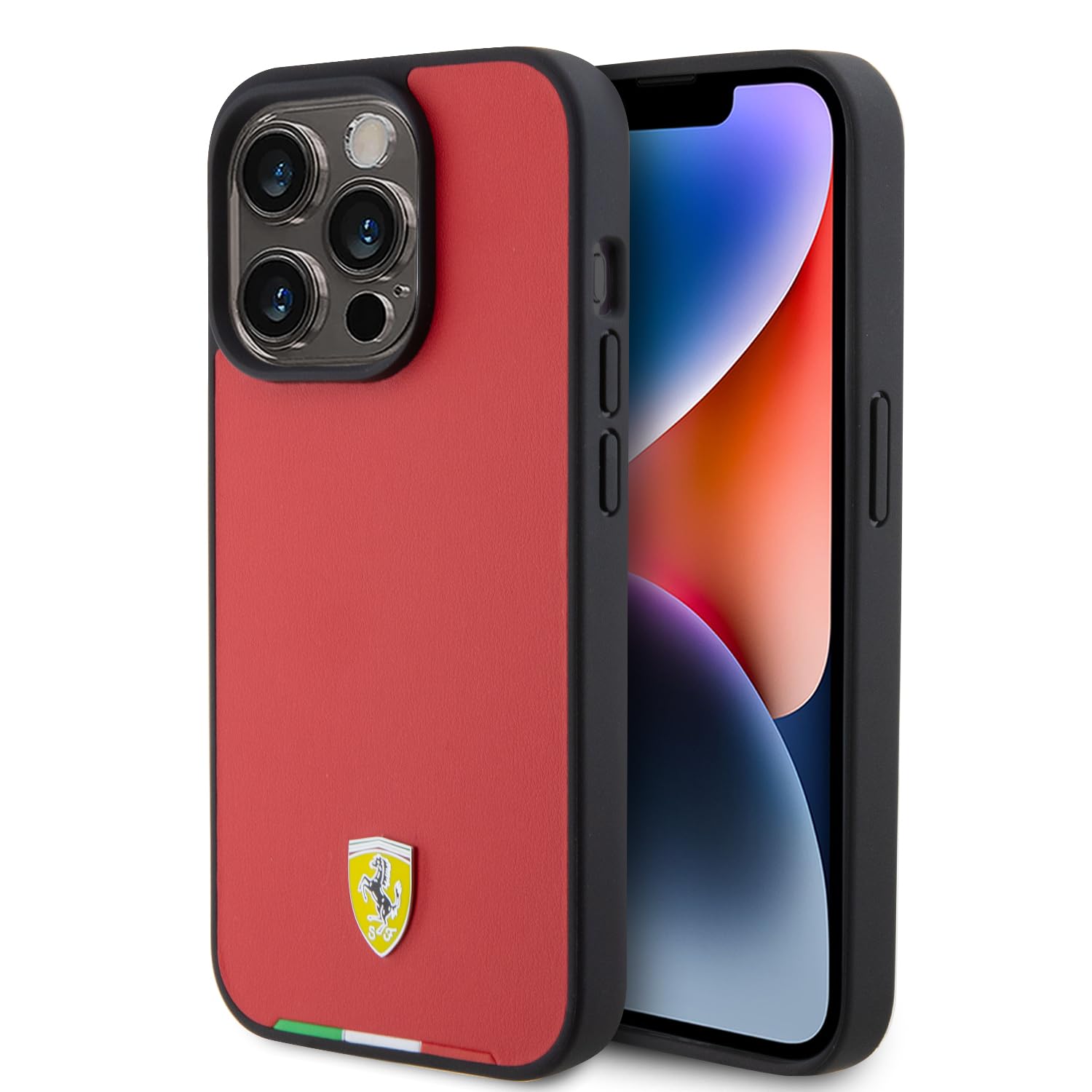 CG MOBILE Ferrari PU Leather Case Compatible With iPhone 15 Pro (Red)
