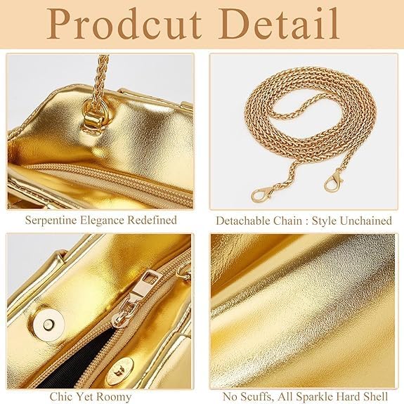 Clutch Purse for Women, Vegan Leather Evening Bag, Soft Pleated PU Small Purses for Formal Wedding, Dressy Party - Image 5