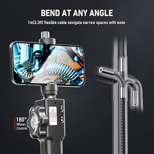 Miniatura 2 de RALCAM Boroscopio articulado, cámara de inspección bidireccional de 0.244 in con sonda orientable para mecánicos de aviones automotrices, compatible