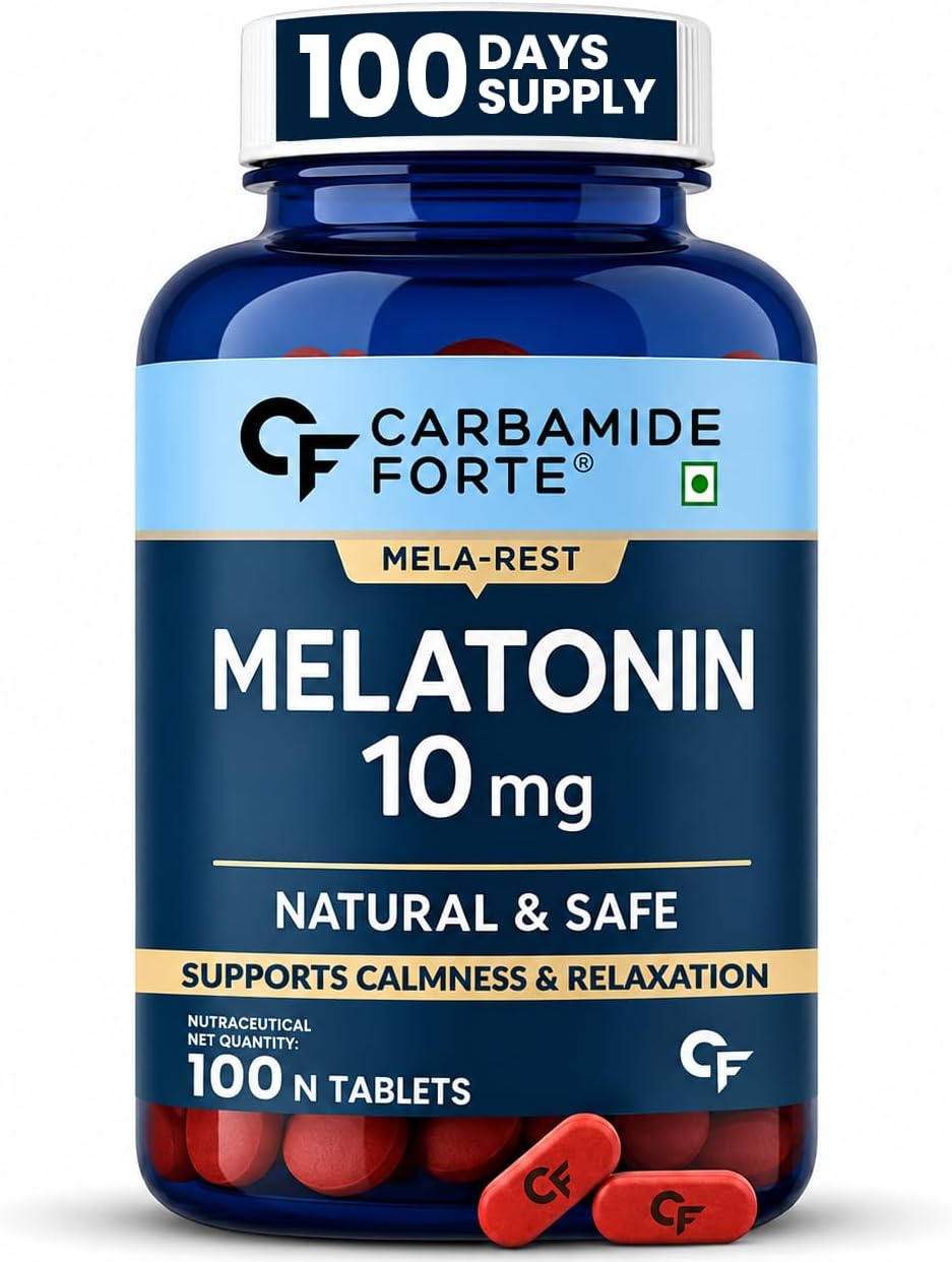 Carbamide Forte Melatonin 10 mg Pills | Sleep Supplement for Better Sleep | Melatonin Tablet for Restful Deep Sleep - 100 Veg Tablets