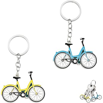 Set of 2 Bicycle Key Fob Set Stainless Steel Keyring Bicycle Road Bike Keyring Cycling Keyring Bicycle Accessories Gifts for Cyclists Birthday Christmas Gifts