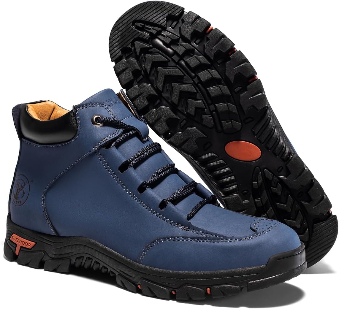 FLYLAND Men's Outdoor Casual Mid Top Ankle Boots Lace Up Walking Shoes