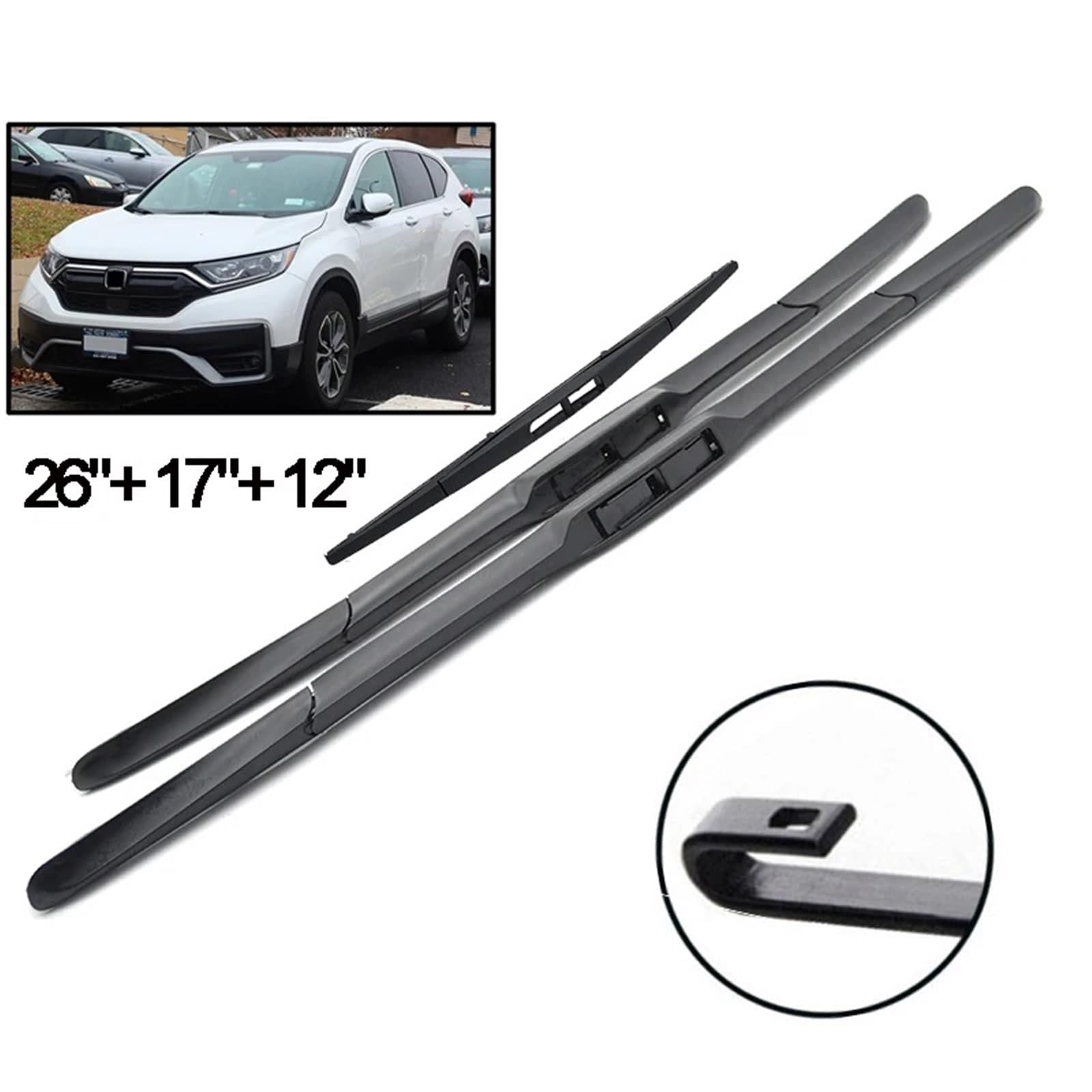 Juego De Escobillas Limpiaparabrisas Delanteras Y Traseras Para CR-V CRV MK5 (2016-2021), 26" + 17" + 12"