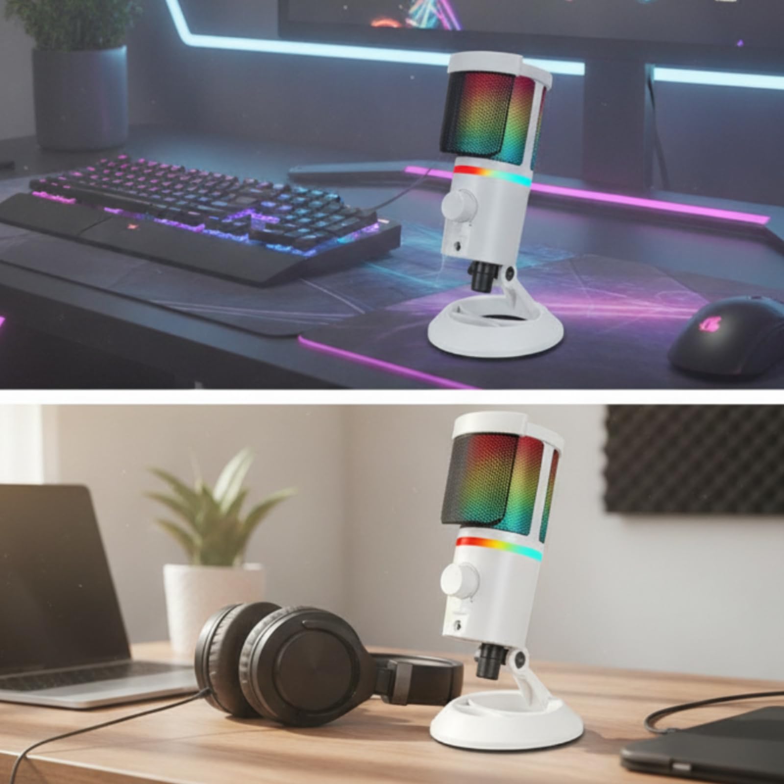 Micro USB avec Trépied Plug and Play Micro USB Professionnel Matériel pour Gaming, Blanc