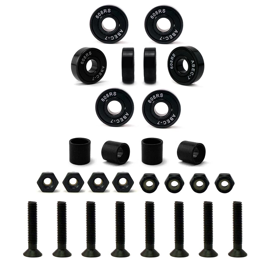 VJ Skateboard Longboard Truck and Wheel, 70mm Long Board Wheels w 7inch 180mm Skateboard Trucks (Black) Longboard Bearings Longboard Hardware Skateboard Riser Pads (Gel Green)