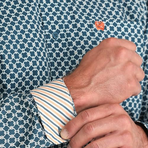 Cinch Men's Teal Circle Print Shirt4
