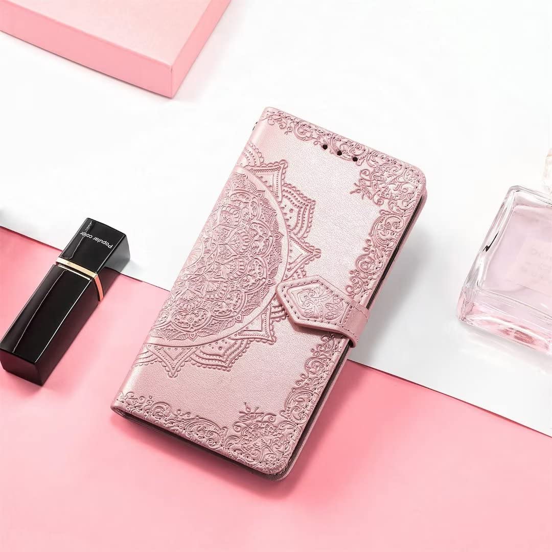 COMAKU Mandala Honor X7b Folio Case, Premium PU Leather Cover with Card & Cash Slots - Rose Gold - Image 2
