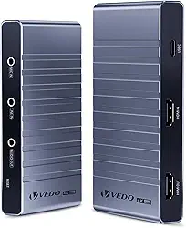 VEDO Placa de Captura de Vídeo de Canal Duplo, Captura 4K 60Hz HDR e Saída Loop, Taxa de Atualização de 240Hz, Formato RGB24,Plug-and-Play para Jogos e Transmissões ao Vivo,Compatível com PC/Console