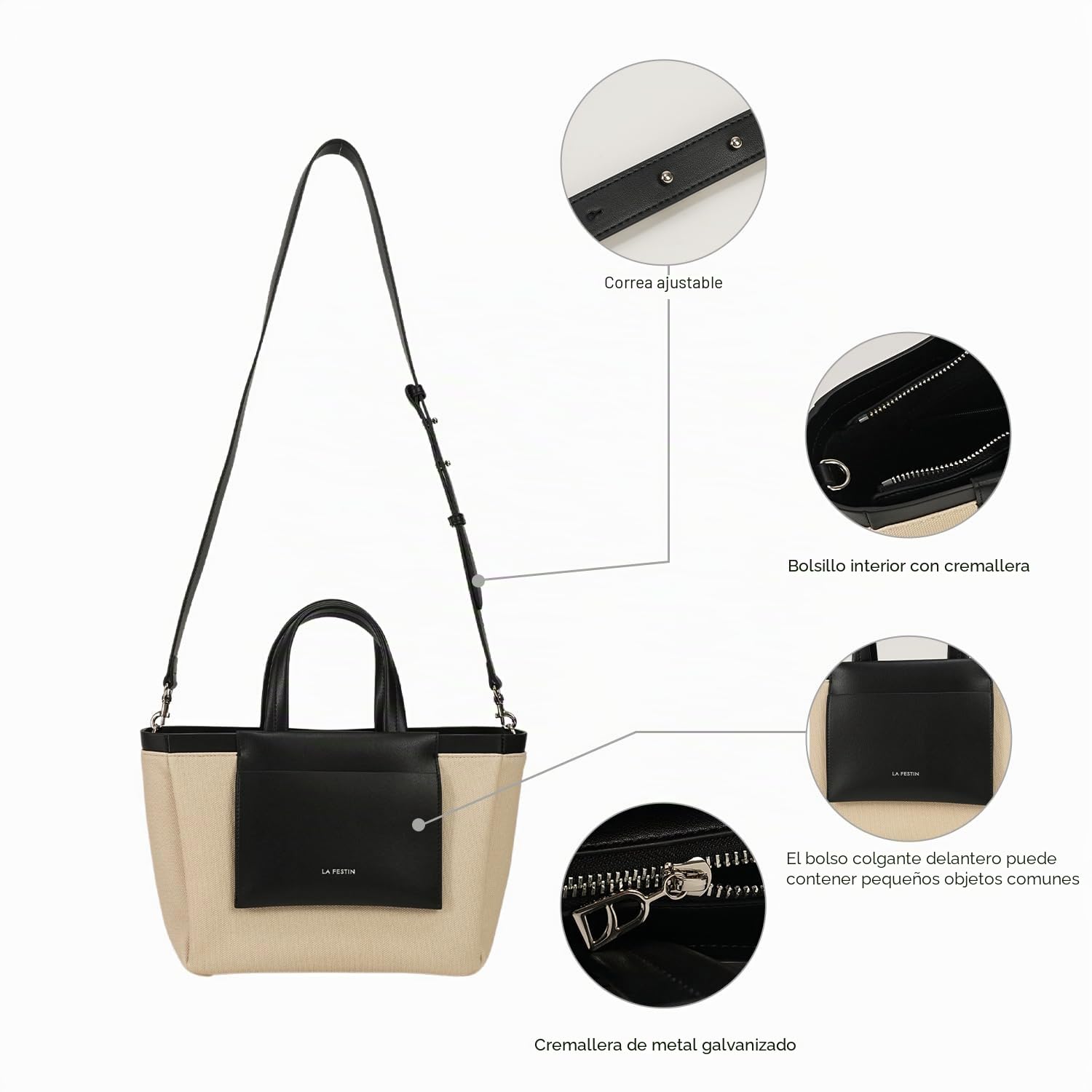 LA FESTIN - Bolsos para mujer con correa, bolsos cruzados de lujo para mujer