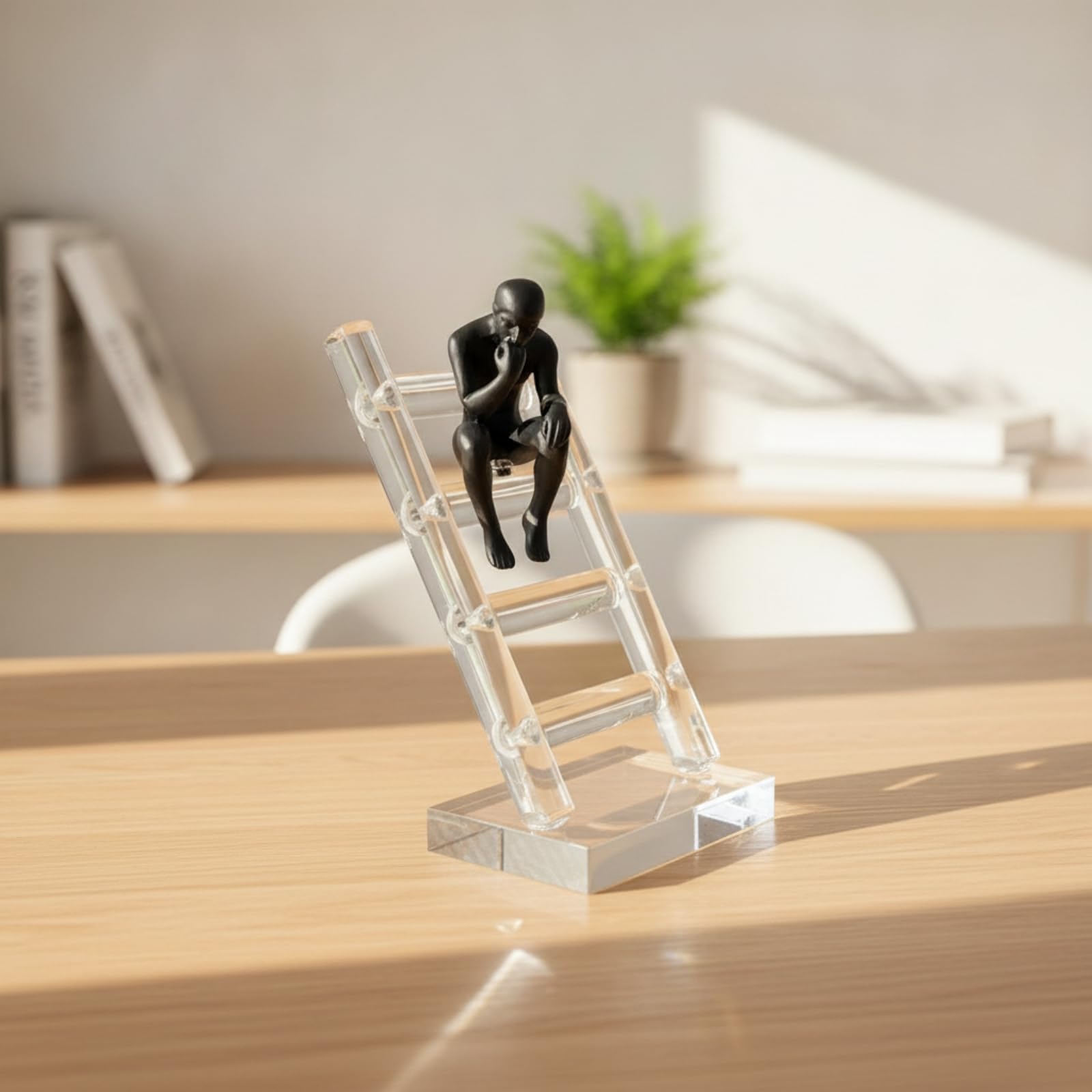 Adorno con Escalera corativa Escultura Reflexivo coración para Oficina, 24x15x24cm