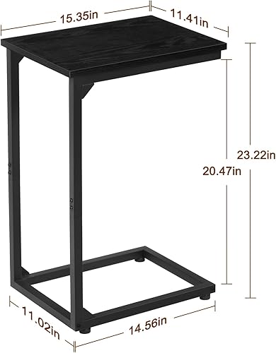 Miniatura 3 de AMHANCIBLE HET02CBK - Mesa auxiliar en forma de C, juego de 2 mesas auxiliares para sala de estar, mesa deslizante debajo del sofá para sofá, Negro