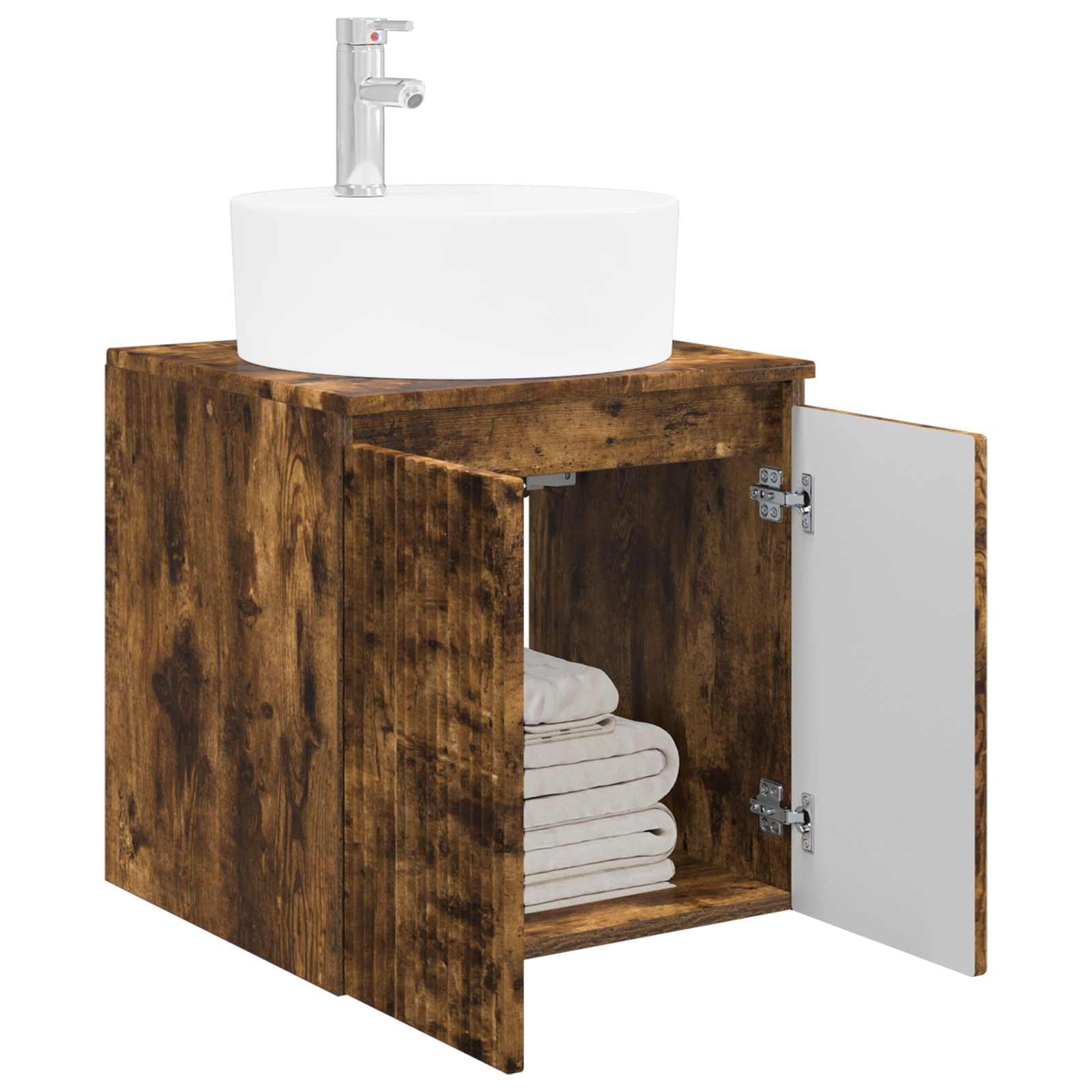 Vidaxl Wall-Mounted Sink Vanity Smoked Oak 49.5 X 44.5 X 65 Cm