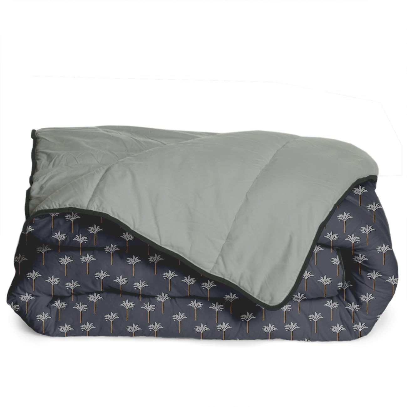 Bleu Calin Couette Imprimée Chaude Oasis 200x200 cm Gris Ardoise/​Gris Zinc