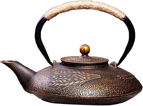 tetsubin Cast iron Tea Kettle workshop Healthy japanese flower pattern Teapot with Stainless Steel Infuser30.4oz
