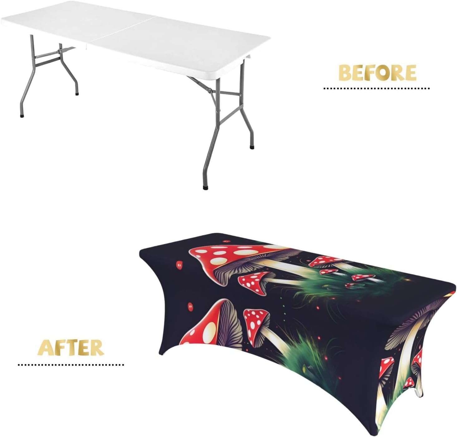 Magic Mushrooms Print Table Cover Rectangular Tablecloth for 6-Foot Tables for Wedding Banquets Outdoor