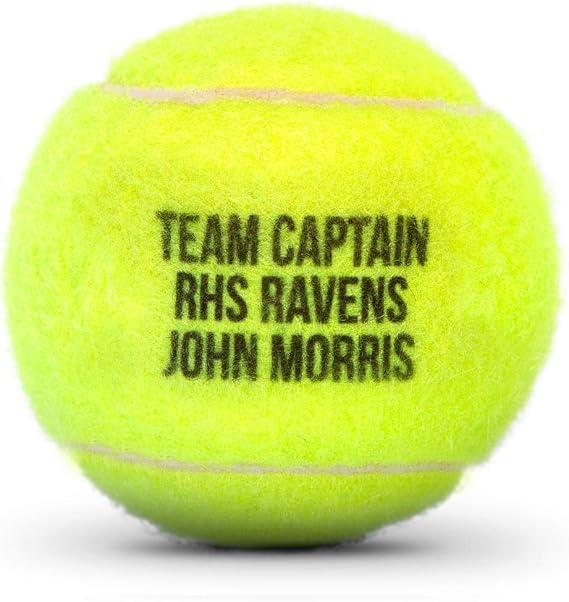 ChalkTalkSPORTS Personalized Tennis Ball - 3 Custom Lines - 1 Ball | Official Regulation Size, 1.5 Diameter, One Sided