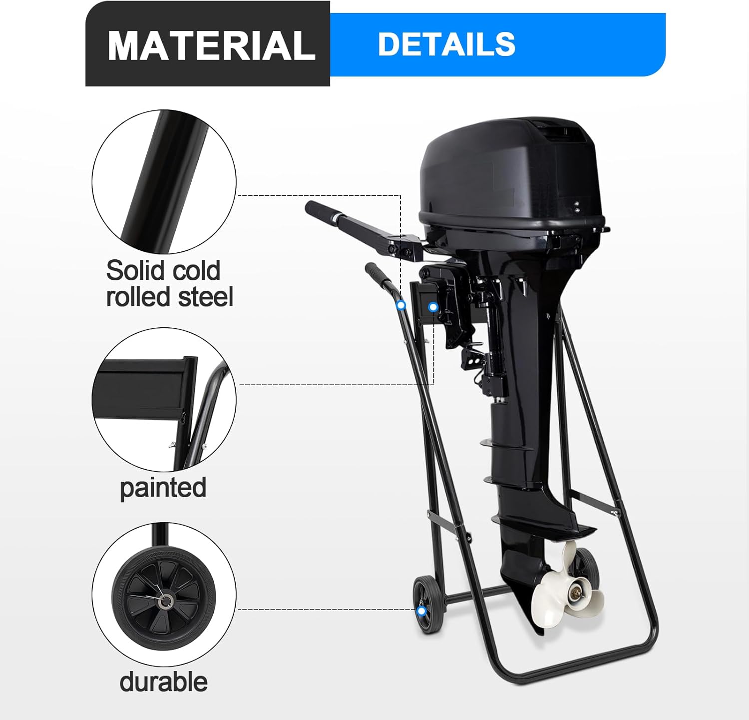 Outboard Boat Motor Stand Cart 88LB Load Outboard Engine Stand Carrier Cart Dolly Multi Portable Folding Boat Engine Trolley with 2 Wheels for Motor Storage Repair and Maintenance