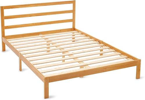 Miniatura 6 de Amazon Basics Base de cama individual con cabecero, madera de pino maciza con listones de cama, soporte, color blanco