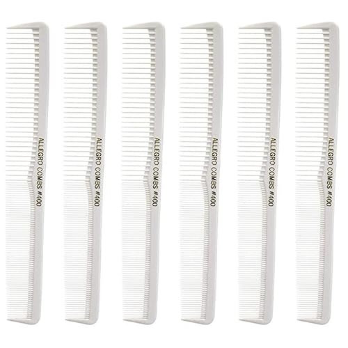 Allegro Combs 400 peines de corte de pelo de peluquero, peines de bolsillo para peineta, juego de peine de peinado, 6 piezas (blanco)