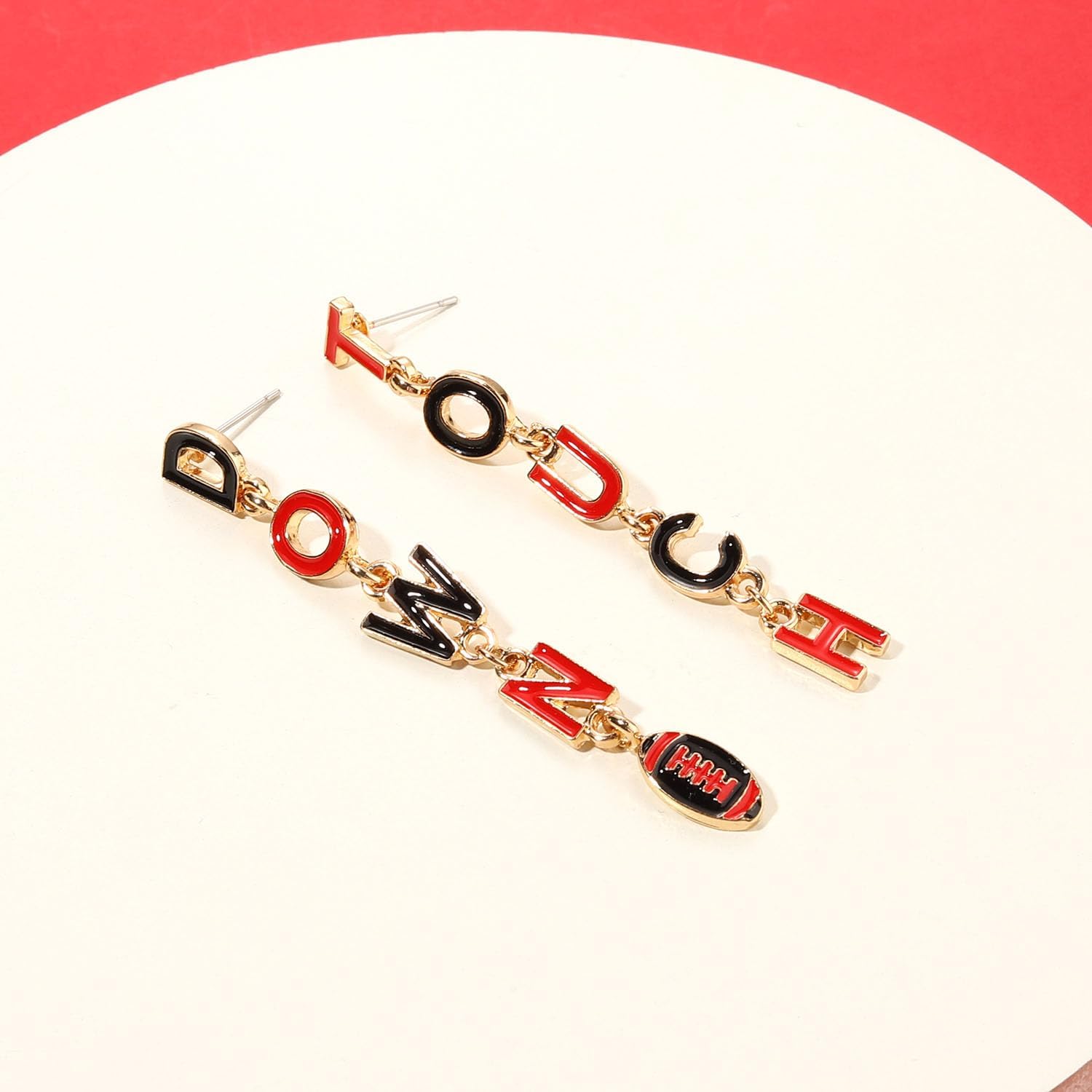 Football Game Day Earrings for Women Rhinestone Touch Down Earrings Race Day Sport Team Earring Red Blue Purple Field Day Accessories Football Mom Outfits Game Day Jewelry Gifts - Image 4